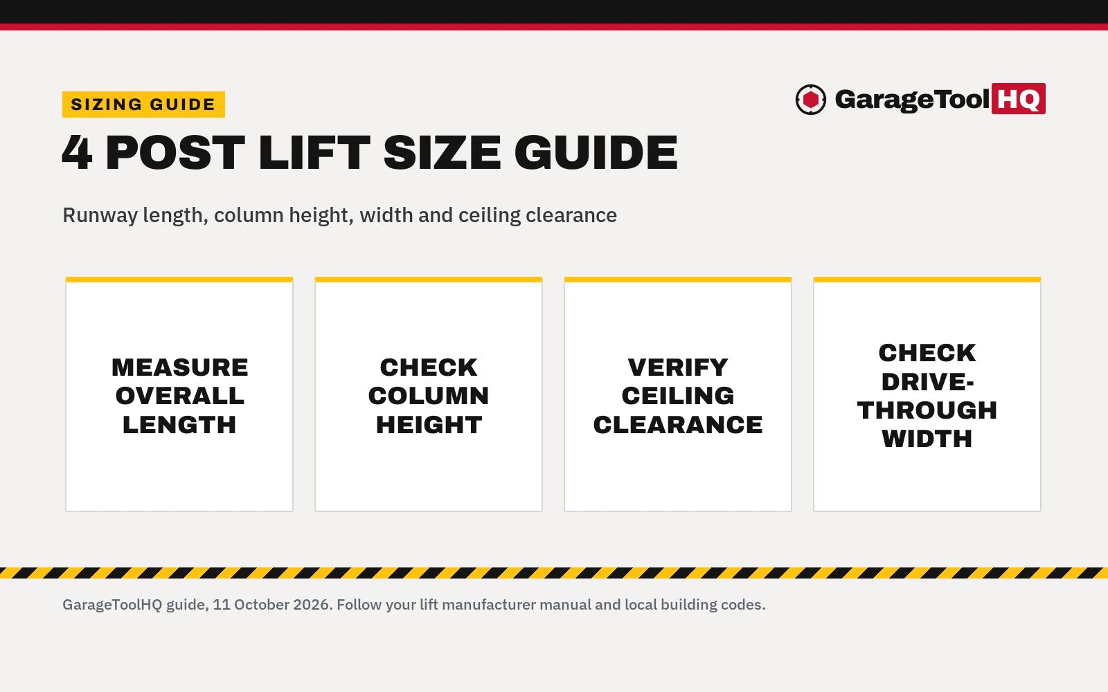 4 Post Lift Size: Dimensions, Clearances and Garage Fit Guide