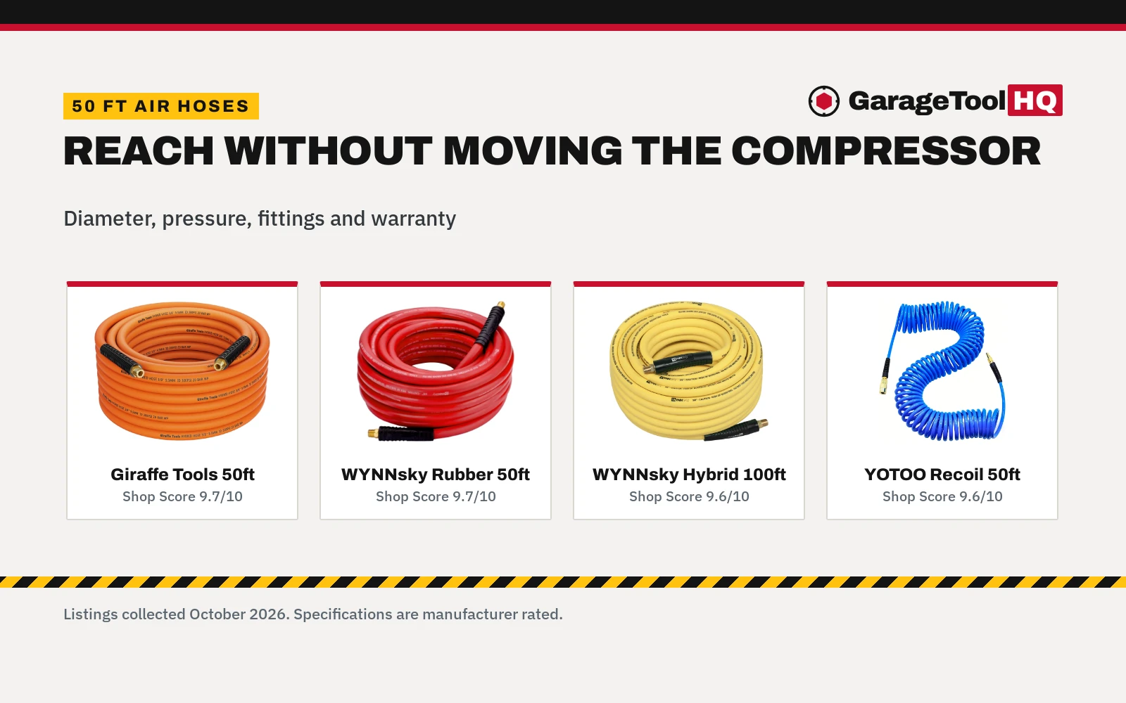 Best 50 Ft Air Compressor Hose: 5 Hoses Compared