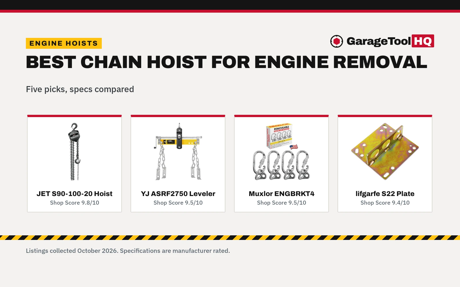 Best Chain Hoist for Engine Removal (2026): 5 Compared