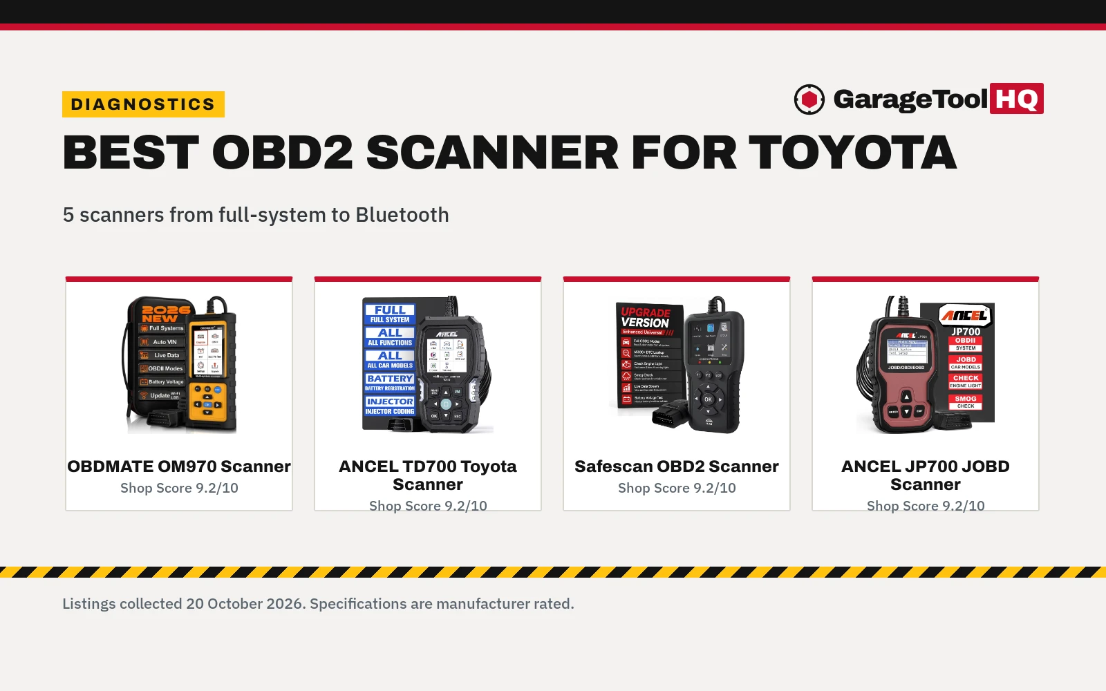 Best OBD2 Scanner for Toyota (2026)