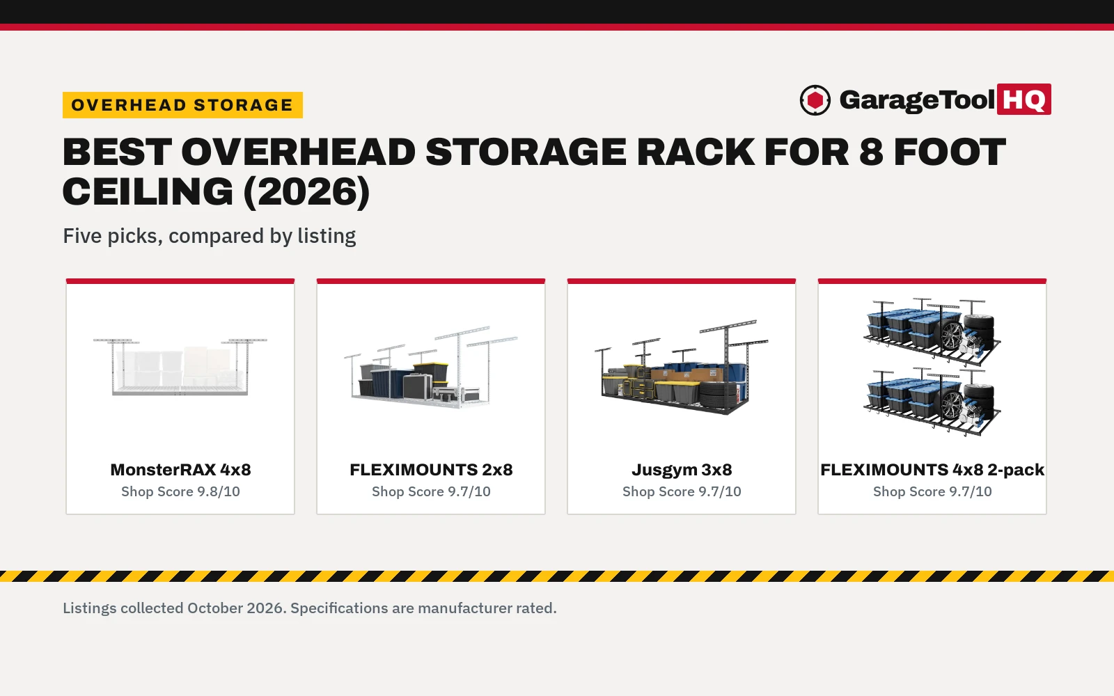 Best Overhead Storage Rack for 8 Foot Ceiling (2026): 5 Compared