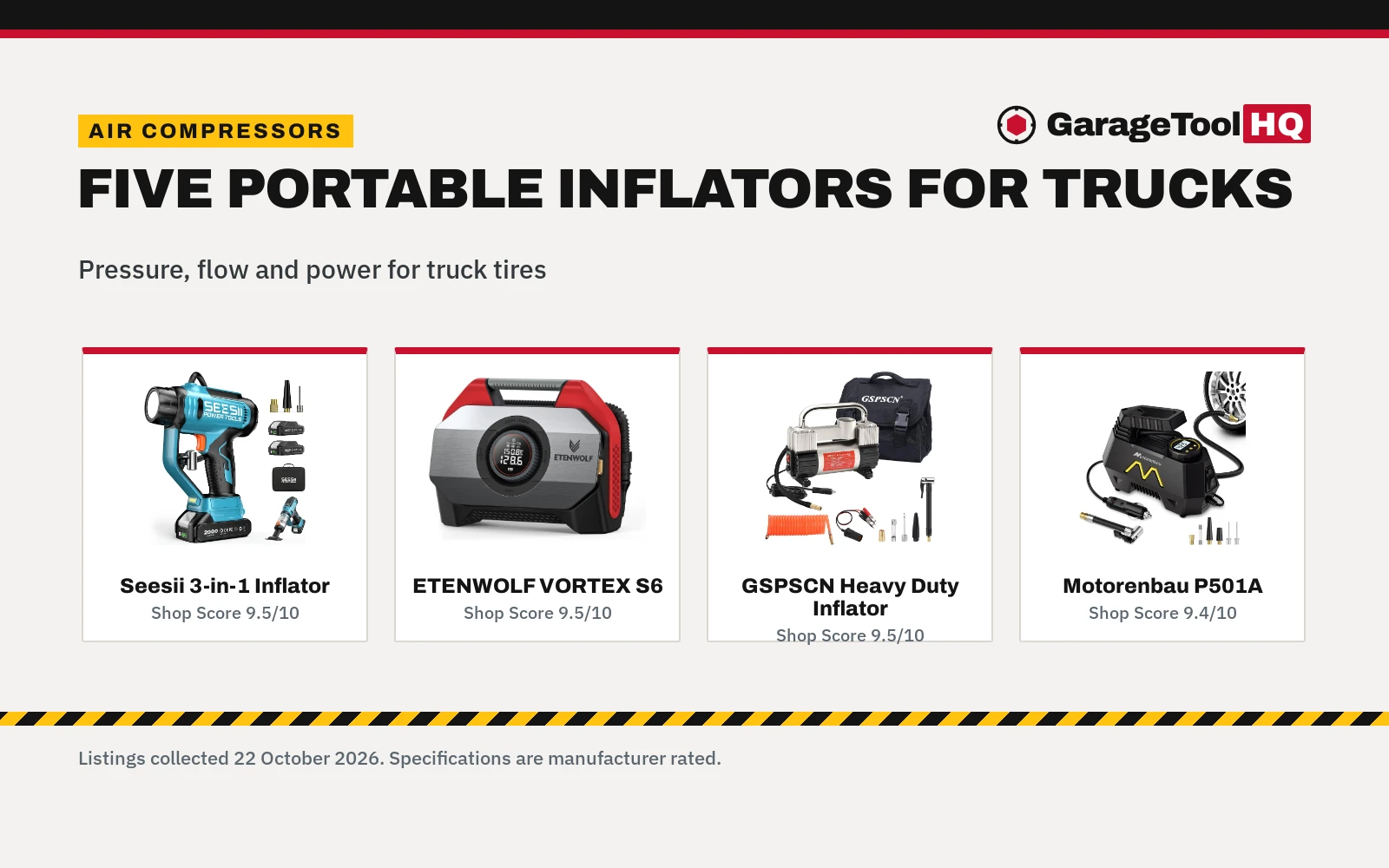 Best Portable Air Compressor for Truck (2026): 5 Compared