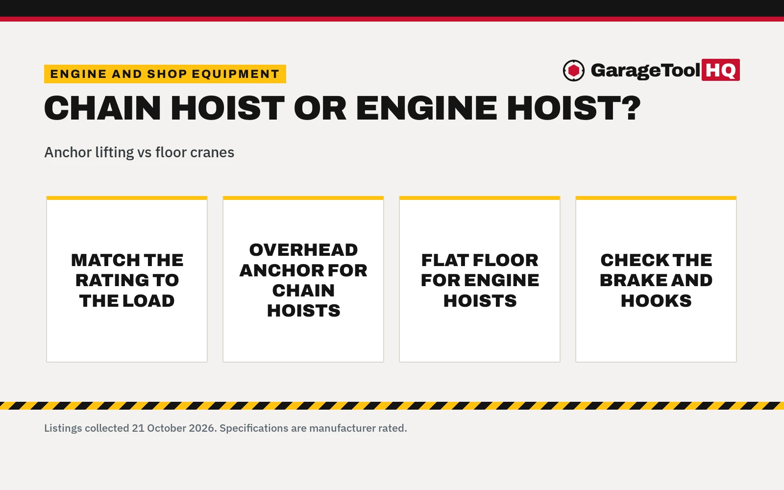 Chain Hoist vs Engine Hoist: Which One Should You Buy? (2026)