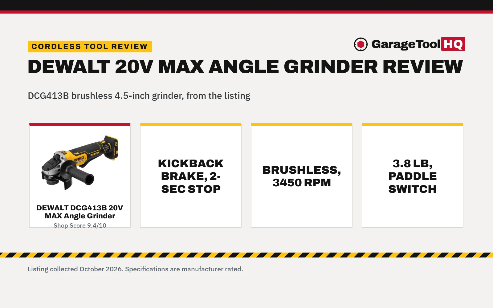 DEWALT 20V MAX Angle Grinder Review: DCG413B