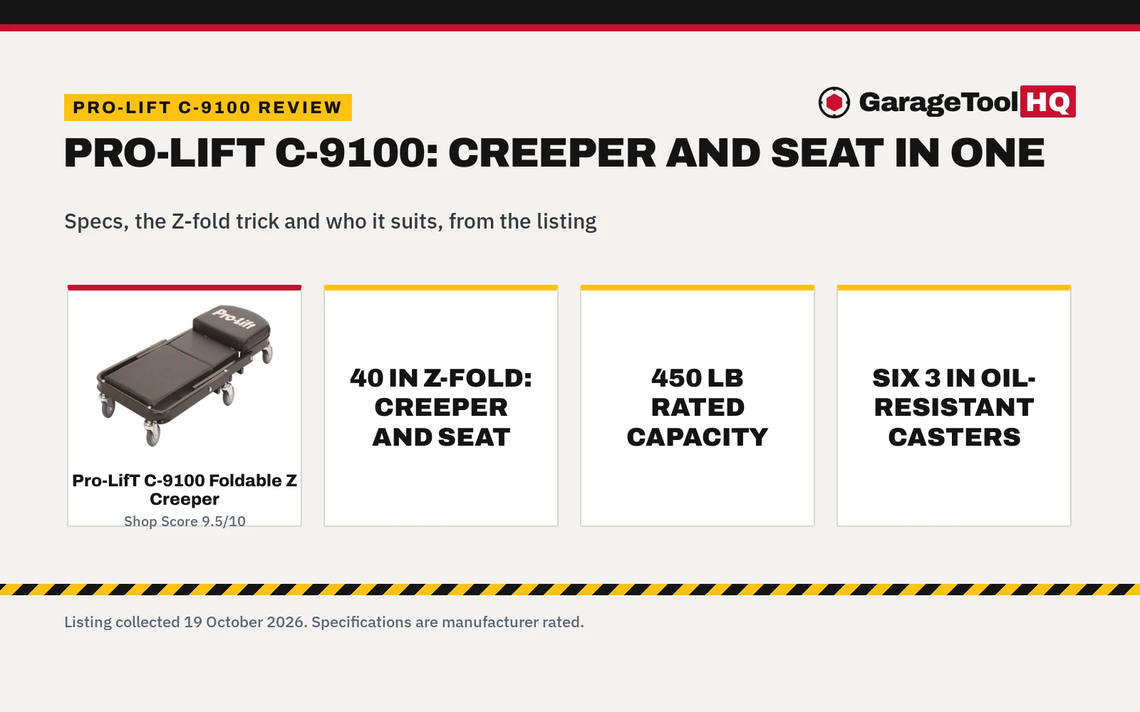 Pro-Lift C-9100 Review: Z Creeper and Seat (2026)