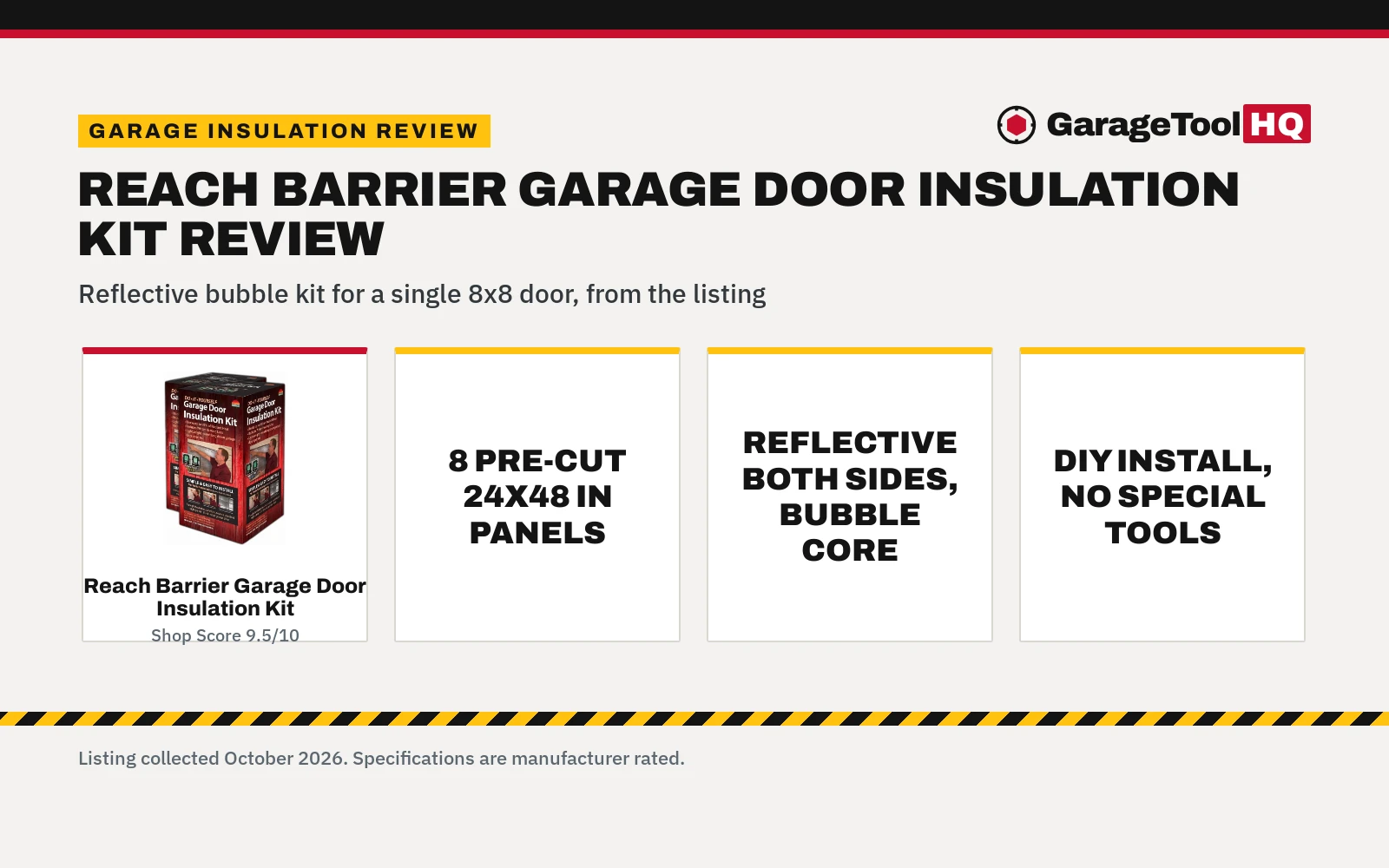 Reach Barrier Garage Door Insulation Kit Review: Specs
